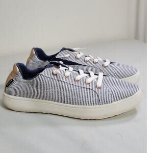 Roxy Sneakers Womens 11 Crews Court Comfort Sneakers White Blue Lace Up NWOT